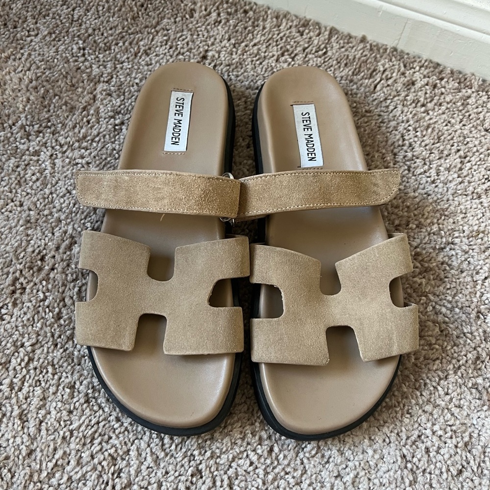 Steve Madden Beige Mayven Slide Sandals